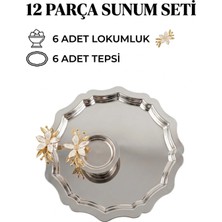 Maglor Lüx 12 Parça Papatya Aksesuarlı Güneş Sunum Seti - 6 Güneş Tepsi ve 6 Papatyalı Lokumluk