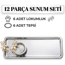 Maglor Lüx 12 Parça Papatya Aksesuarlı Baton Sunum Seti - 6 Baton Tepsi ve 6 Papatyalı Lokumluk