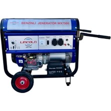 Lincoln WX7500 7.5 Kw 15BG 420CC 6 ile 10SA 95KG Tekerli Marşlı Bakır Sargılı Monofaze Benzinli Jeneratör