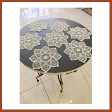 Bezos 6 Lı Dantel Kahve Sunumluğu 15X15 cm Asorti Desenli Bardak Altlığı Türk Kahvesi Fincan Sunum Seti Pro
