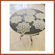 Bezos 6 Lı Dantel Kahve Sunumluğu 15X15 cm Asorti Desenli Bardak Altlığı Türk Kahvesi Fincan Sunum Seti Pro
