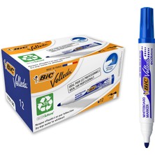 Str Store Velleda 1701 Eco Yuvarlak Uçlu Beyaz Tahta Kalemi, Mavi, 12'li Kutu, Kolay Silinebilen Mürekkep, Sabit Yuvarlak Uç