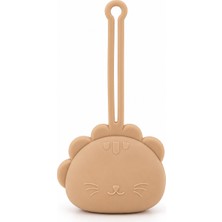 My Balli Store Sevimli Kedi Aslan Silikon Emzik Kutusu - Asılabilir Emzik Saklama Kabı, Bej