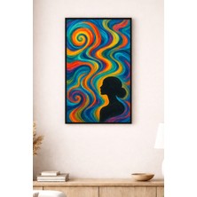 Renklerin Dansı Kadın Silüeti Soyut Sanat Renkli Modern Dekoratif Duvar Tablosu (Çerçeve Seçenekli)