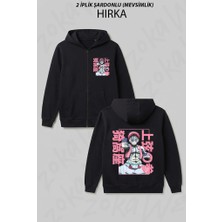 Zoka Wear Demon Slayer Akaza Ozel Tasarim Baskılı Fermuarlı Kapşonlu Hırka