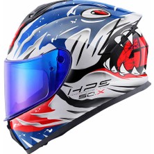 Givi Gıvı 50.x Sharkbıte Mavi-Beyaz-Kırmızı Kask (Mavi Vizör)