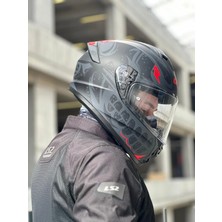 Givi Gıvı 50.x Bones Mat Siyah-Kırmızı Kask (Şeffaf Vizör)