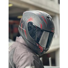 Givi Gıvı 50.x Arachno Mat Siyah-Kırmızı Kask (Siyah Vizör)