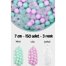 Tr 7 cm Top Havuzu Topu, 150 Adet, Mint-Lila-Şeffaf, 3 Renk