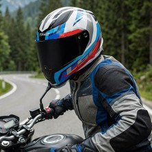Ls2 Rapıd 2 Hyper Beyaz-Mavi-Kırmızı Kask (1 Renkli + 1 Şeffaf Vizör)