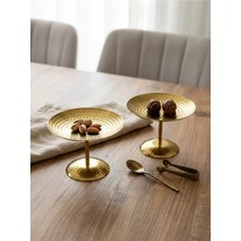 Maglor 2 Adet Metal Gold 14 cm Ayaklı Sunumluk, Çerezlik, Şekerlik Çok Amaçlı Sunumluk