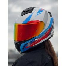 Ls2 Rapıd 2 Hyper Beyaz-Mavi-Kırmızı Kask (1 Renkli + 1 Şeffaf Vizör)