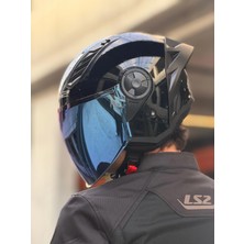 Ls2 Aırflow 2 Parlak Siyah Kask (Mavi Vizör + Spoıler)