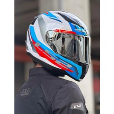 Ls2 Rapıd 2 Hyper Beyaz-Mavi-Kırmızı Kask (Gümüş Vizör)