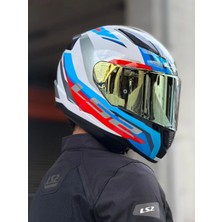 Ls2 Rapıd 2 Hyper Beyaz-Mavi-Kırmızı Kask (Sarı Vizör)