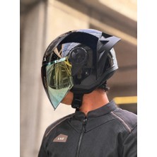 Ls2 Aırflow 2 Parlak Siyah Kask (Sarı Vizör + Spoıler)