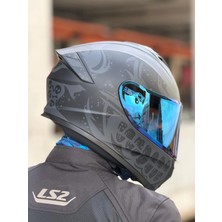 Givi Gıvı 50.x Bones Mat Siyah-Gri Kask (Mavi Vizör)