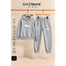 Overmax Çita Baskılı Çocuk Kapüşonlu Sweatshirt Eşofman Takımı- 3-12 Yaş