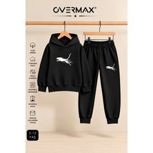 Overmax Çita Baskılı Çocuk Kapüşonlu Sweatshirt Eşofman Takımı- 3-12 Yaş