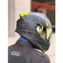Givi Gıvı 50.x Bones Mat Siyah-Neon Sarı Kask (Sarı Vizör)