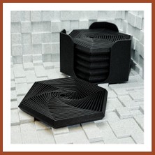 Bezos 3D Baskı Super Fidget Coaster Seti - Altıgen Desenli Bardak Altlığı ve Tutucu-Siyah Pro