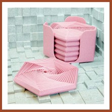 Bezos 3D Baskı Super Fidget Coaster Seti - Altıgen Desenli Bardak Altlığı ve Tutucu-Pembe Pro