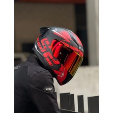 Ls2 Rapıd 2 Cromo Mat Siyah-Kırmızı Kask (Kırmızı Cam + Spoıler)
