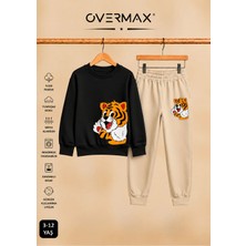 Overmax Yavru Kaplan Baskılı Çocuk Bisiklet Yaka Sweatshirt Takımı – 3-12 Yaş