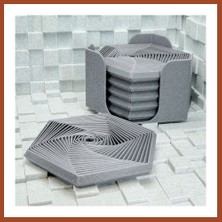 Bezos 3D Baskı Super Fidget Coaster Seti - Altıgen Desenli Bardak Altlığı ve Tutucu-Gri Pro