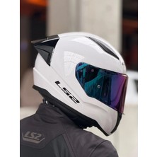 Ls2 Rapıd 2 Beyaz Kask (Gökkuşağı Vizör + Spoıler)