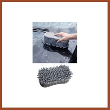 Bezos Çift Taraflı Mikrofiber Şönil Tüylü Araba Oto Yıkama Kurulama Temizlik Süngeri 23X12X6CM Gri Pro