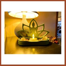 Bezos 3D Baskı Lotus Buda Mumluk - Dekoratif Tealight Mumluk-Yeşil Pro