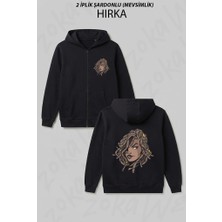 Zoka Wear Esmer Kadin Baskılı Fermuarlı Kapşonlu Hırka