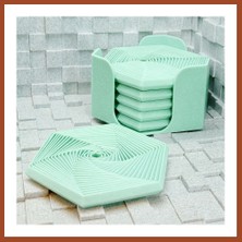 Bezos 3D Baskı Super Fidget Coaster Seti - Altıgen Desenli Bardak Altlığı ve Tutucu-Mint Pro