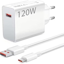 Nzm Store 120W Watt Turbo Ultra Hızlı Şarj Aleti Seti Usb- Type-C Kablo ve Adaptör Şarj Seti Tüm Telefonlarla Uyumlu Şarj Aleti Seti Şarj Başlığı Şarj Kablosu Şarj Adaptörü