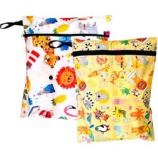 Nzm Store 2 Adet Sıvı Geçirmeyen Çok Amaçlı Çanta, 30 x 35 cm Jungle ve 37 x 30 cm Summer Desen, Yıkanabilir, Ekonomik Set