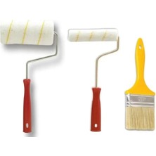 Tr Boyacı Seti, Saten Rulo + Parmak Rulo + Kestirme Fırça, 3'lü Set