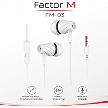 Nzm Store Factor­ M Fm­03 Kulakiçi Mikrofonlu Kablolu Kulaklık Beyaz (FM­FM03KB)