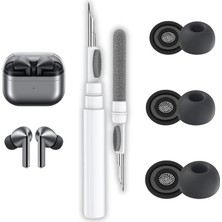 Nzm Store Samsung Galaxy Buds3 Pro / Buds4 Pro Uyumlu Üç Boyut Premium Silikon Kulaklık Uçları (S,m,l) ve 3'ü 1 Arada Bluetooth Kulaklık Temizleme Kalemi Seti (Siyah)