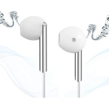 Nzm Store K103 3.5mm Jack Girişli Metal Yüksek Ses Sporcu Kulak Içi Extra Bass Beyaz Kulaklık Stereo Beyaz