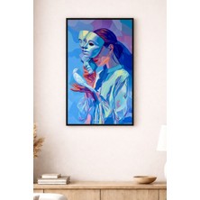 Maskelerin Ardındaki Kadın Beyaz Güvercin Figürlü Soyut Sanat Modern Dekoratif Duvar Tablosu (Çerçeve Seçenekli)