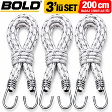 Bold Bagaj Gergi Lastiği 3'lü Set – 200 cm – Çift Metal Kancalı Elastik Yük Sabitleme Lastiği