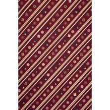 Rugzella Yılbaşı Halısı Bordo Şeker Kamışı Çizgili Altın Detaylı Modern Yıkanabilir Halı