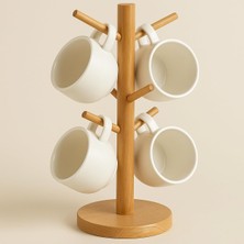 Nzm Store Ahşap Bambu Kupa Bardak Askısı 6'lı Stand Doğal Mutfak Tezgahı Için Kupa Standı Bardak Tutucu Modern Dekoratif Dayanıklı Kolay Kurulumlu Organizer (Yuvarlak)
