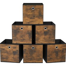 Nzm Store Saklama Kutusu, 6'lı Set, Düzenleme Kutuları, Dokusuz Kumaş, Katlanır Kutu, 26 x 26 x 28 Cm, Kumaş Kutu, Küp Raf Için, Kıyafet Düzenleyici, Vintage Kahverengi-Siyah RFB126B01