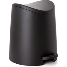 Nzm Store Kapaklı Küçük Plastik Banyo Çöp Kutusu 3 Litre Siyah Modern Kavisli Ayak Pedallı Çöp Kovası, Mini Mutfak Çöp Kutusu, Yatak Odası, Ofis, Masa Altı Için Dayanıklı ve Yumuşak Kapanır