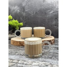 Nzm Store 3 Lü Cam Boncuk Kulplu Bardak Kupa Çay Kahve Meşrubat Bardağı 325ML