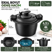 Nzm Store Gülsan Vakum 24 cm 6,5 L Vakumlu Buharlı Düdüklü Tencere – Premium Seramik Kaplama, Güvenli Kilitleme Sistemi, Isıya Dayanıklı Conta, Hızlı ve Sağlıklı Lezzetli Yemekler Için Buharlı Pişirme Sızdırmaz