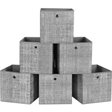 Nzm Store Saklama Kutusu, 6'lı Set, Dokunmamış Kumaştan Yapılmış Saplı Düzenleme Kutuları, Katlanır Kutu, Giysi Saklama, Benekli Gri
