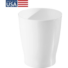 Nzm Store Idesign Banyo, Yatak Odası, Ev Ofis, Yurt Için Kompakt Yuvarlak Plastik Çöp Kovası, 19,6 cm x 19,6 cm x 23,1 Cm, Franklin Koleksiyonu, Beyaz